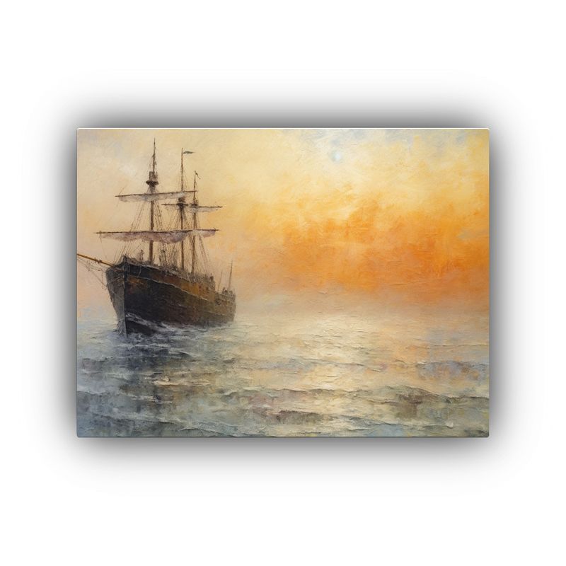GENERICO - Cuadro Marino Barco Costa Impresionista óleo Lienzo 120x80cm