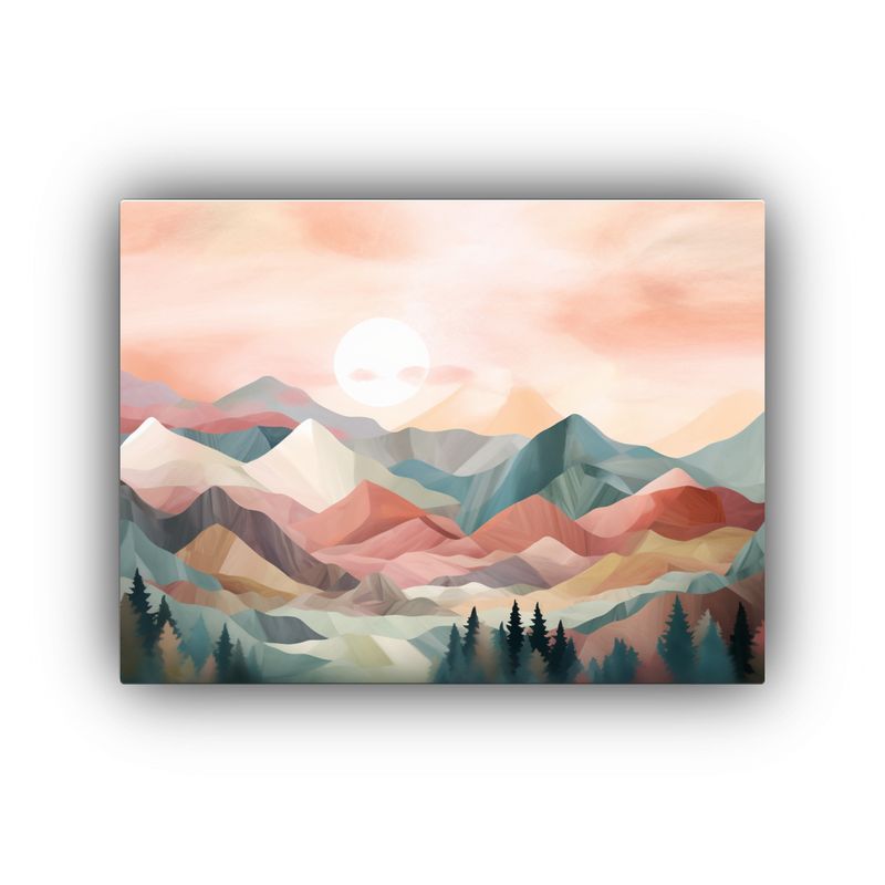 GENERICO - Paisaje Montañoso Encantador En Tonos Pastel Para Decorar L 120x80cm