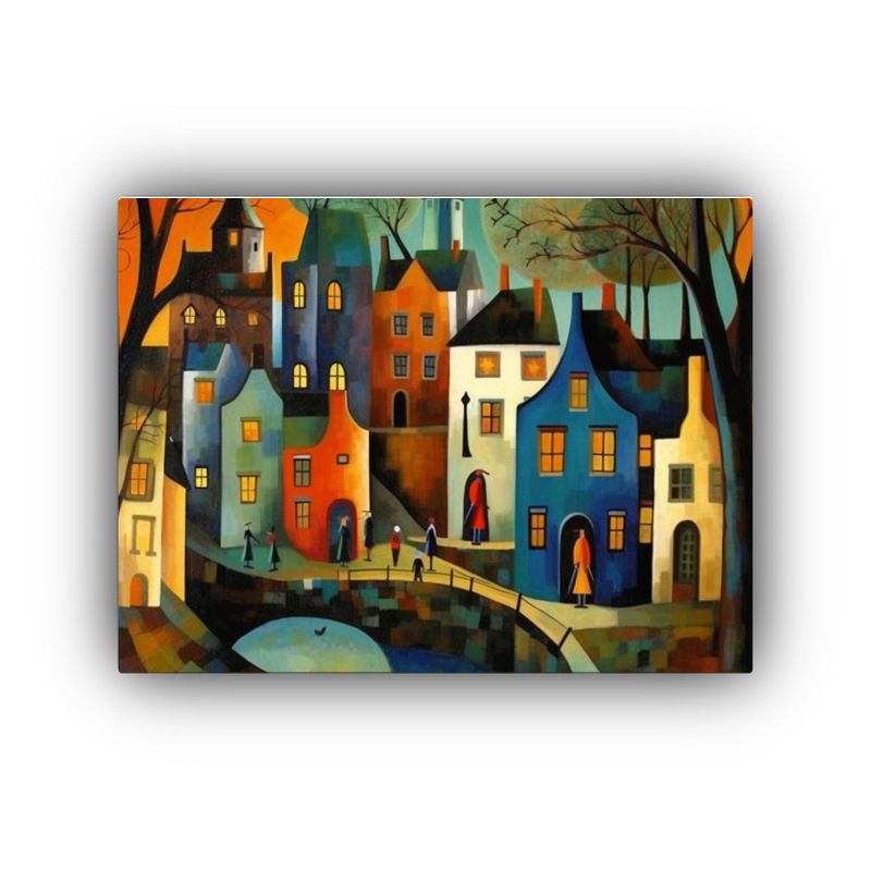 GENERICO - Pinturas Decorativas Estilo Medieval De Pueblos Cálidos En  120x80cm