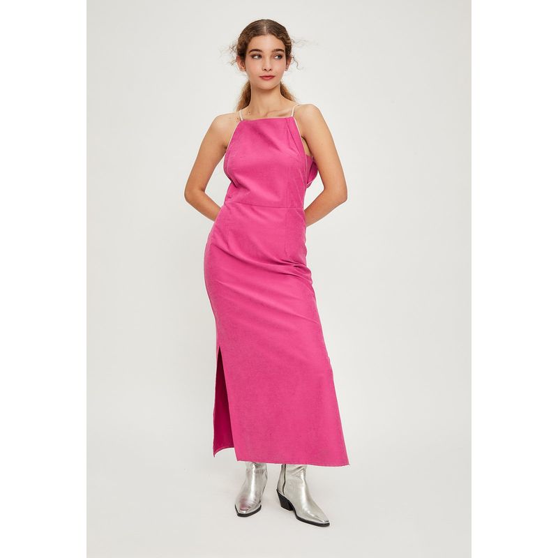 IO - Vestido Liso Largo Fucsia iO