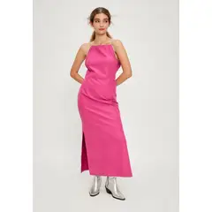 IO - Vestido Liso Largo Fucsia