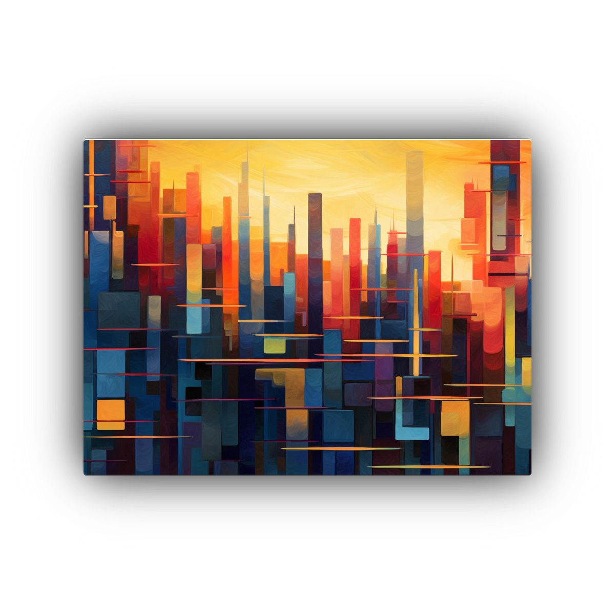 GENERICO - Arte De Pared Relieve Ciudad Escape Mar Abstracto Geométric 120x80cm