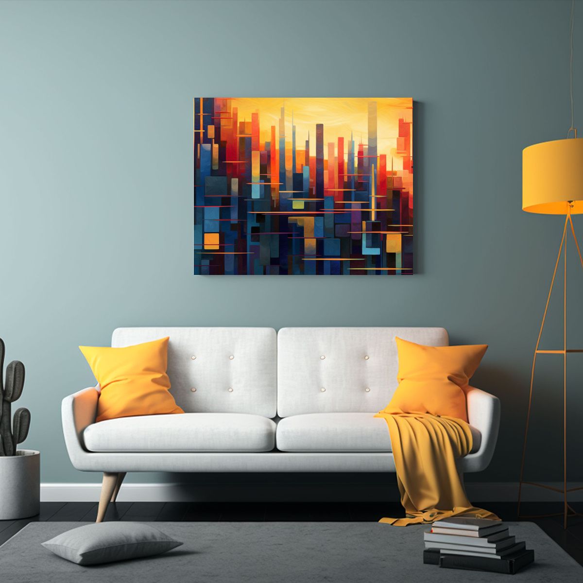 GENERICO - Arte De Pared Relieve Ciudad Escape Mar Abstracto Geométric 120x80cm