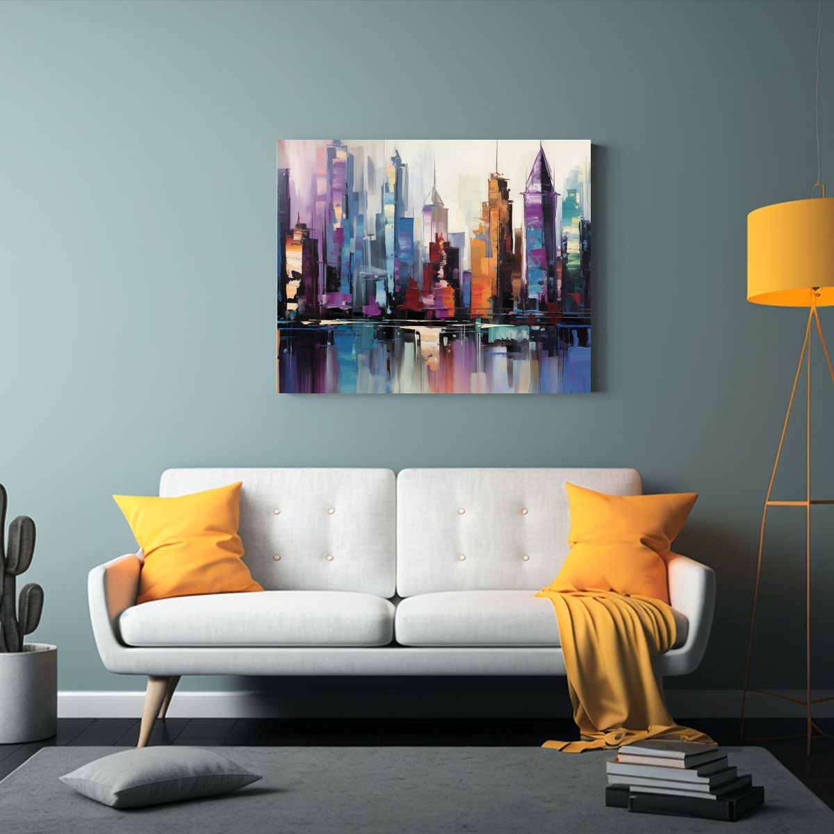 GENERICO - Cuadro Abstracto Impreso Contraste Manhattan Skyline 120x80cm