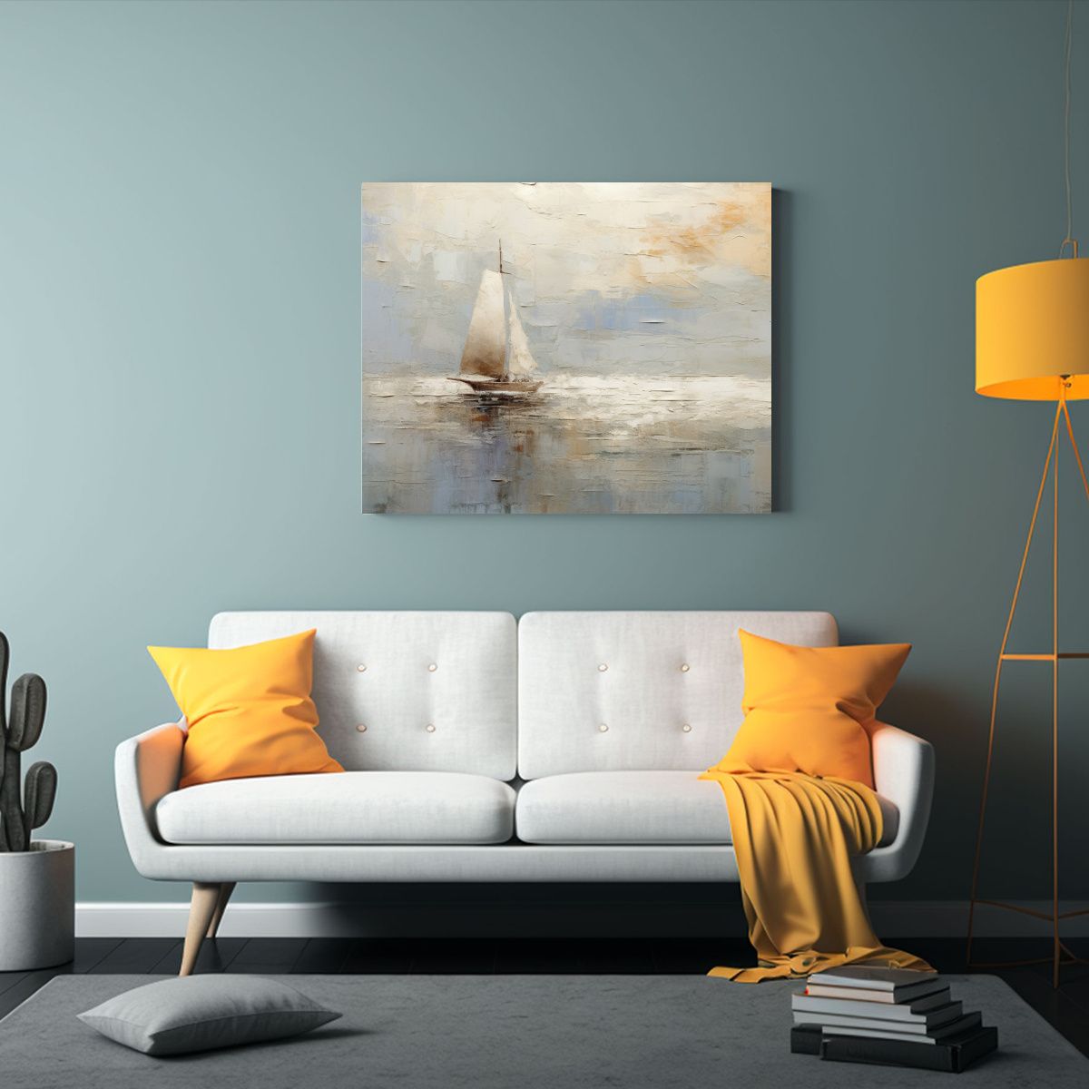 GENERICO - Cuadro Hermoso De Representación De Barca Pequeña Distante 120x80cm