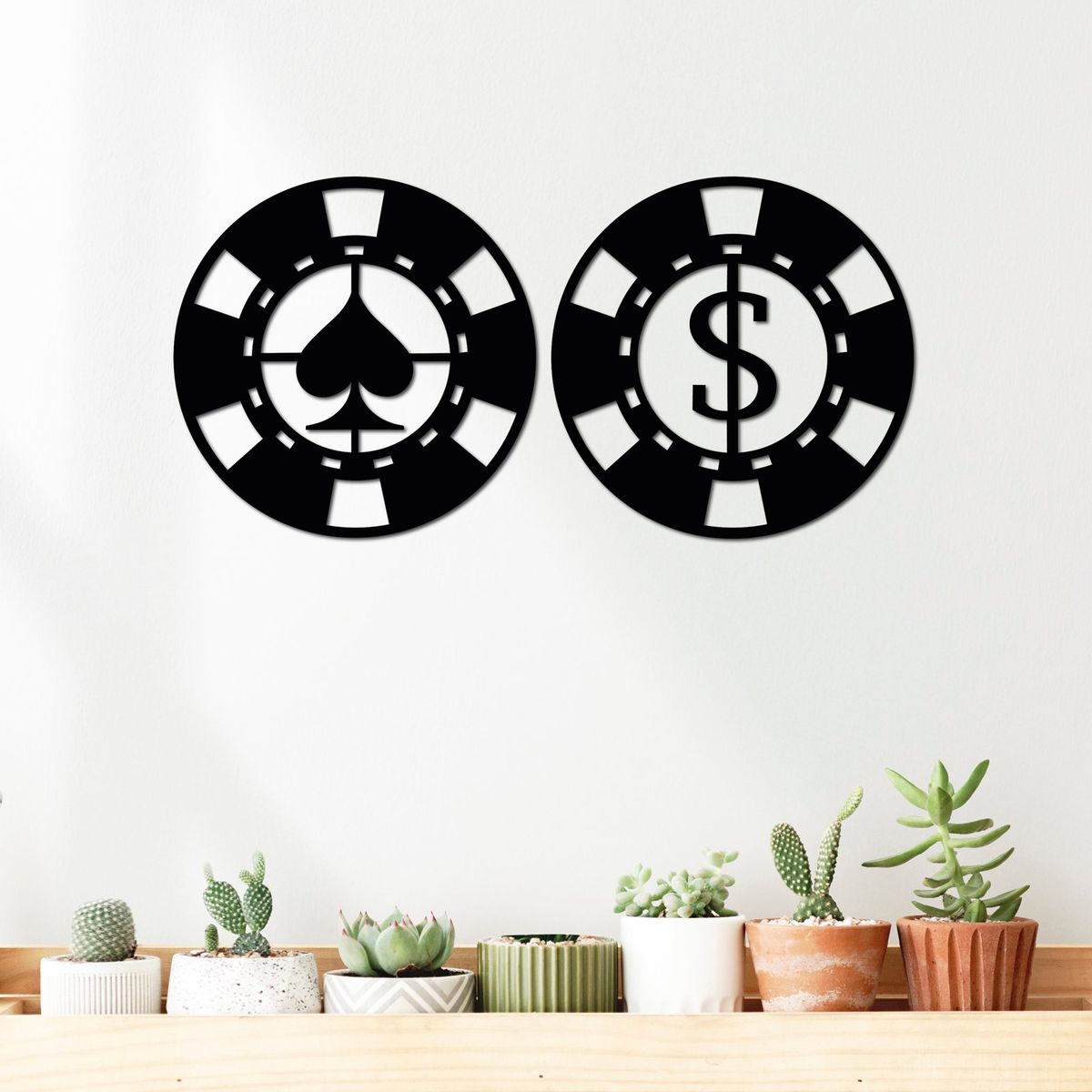 ELAB PROPIA - Set 2 Cuadros Fichas de Póker 30x30cm c.u. - Madera Fun Republic