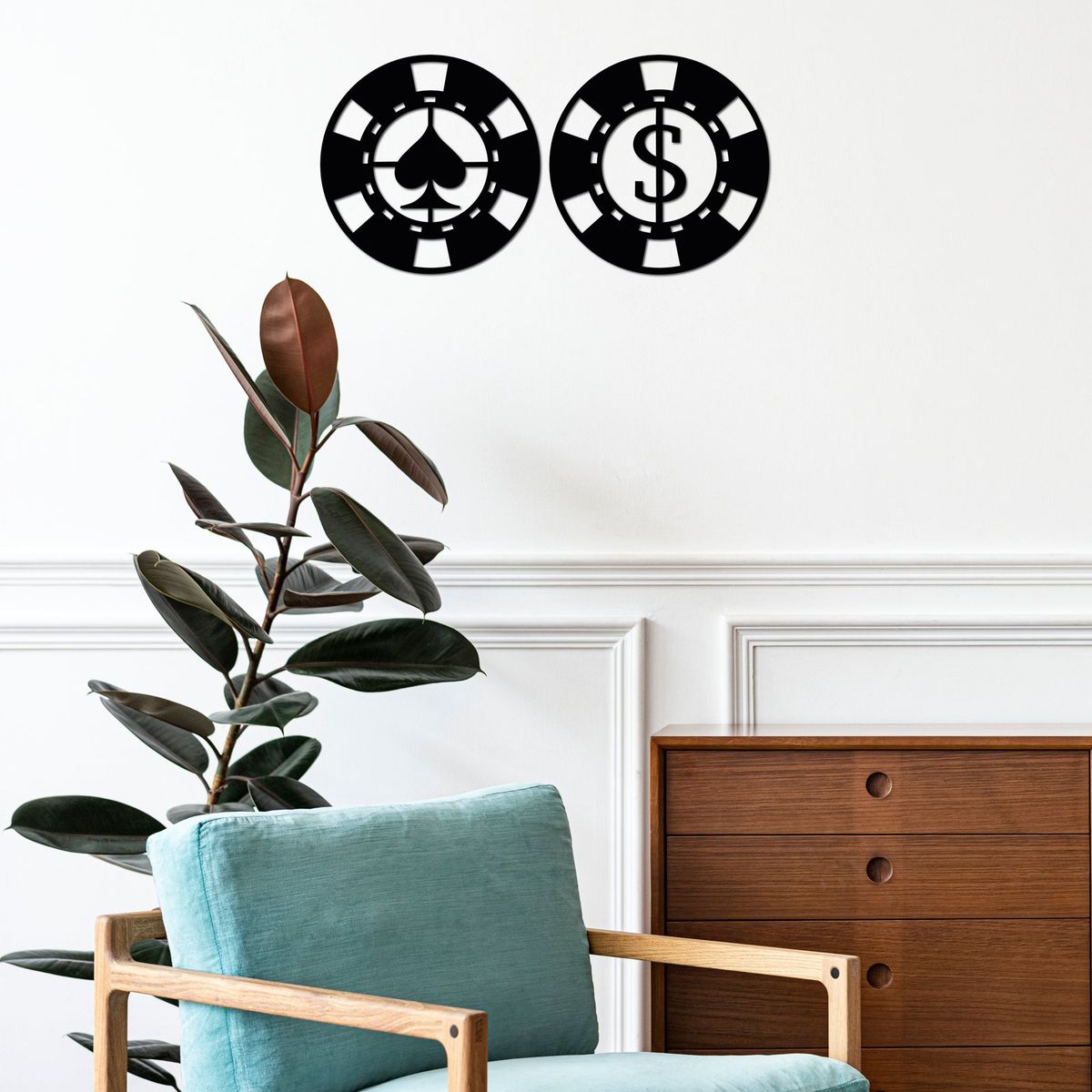 ELAB PROPIA - Set 2 Cuadros Fichas de Póker 30x30cm c.u. - Madera Fun Republic