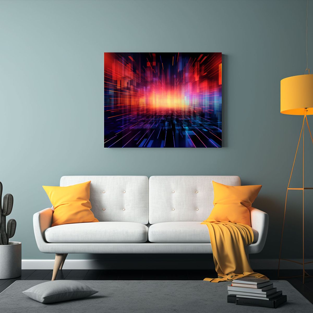 GENERICO - Cuadro Tela Canvas Abstracto Tecnología Comunicación Fondo 120x80cm