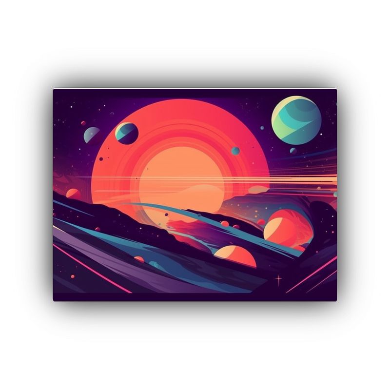 GENERICO - Pintura En Lienzo Estilo Retro Espacial Concepto De Simplic 120x80cm