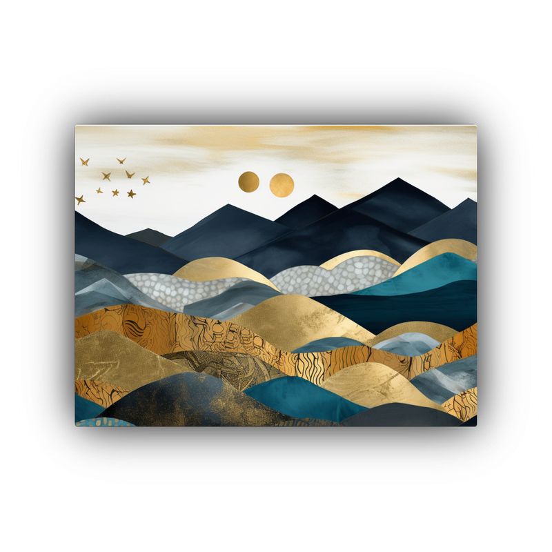 GENERICO - Pintura Decorativa De Paisaje Montañoso En Tonos Dorados Y  120x80cm