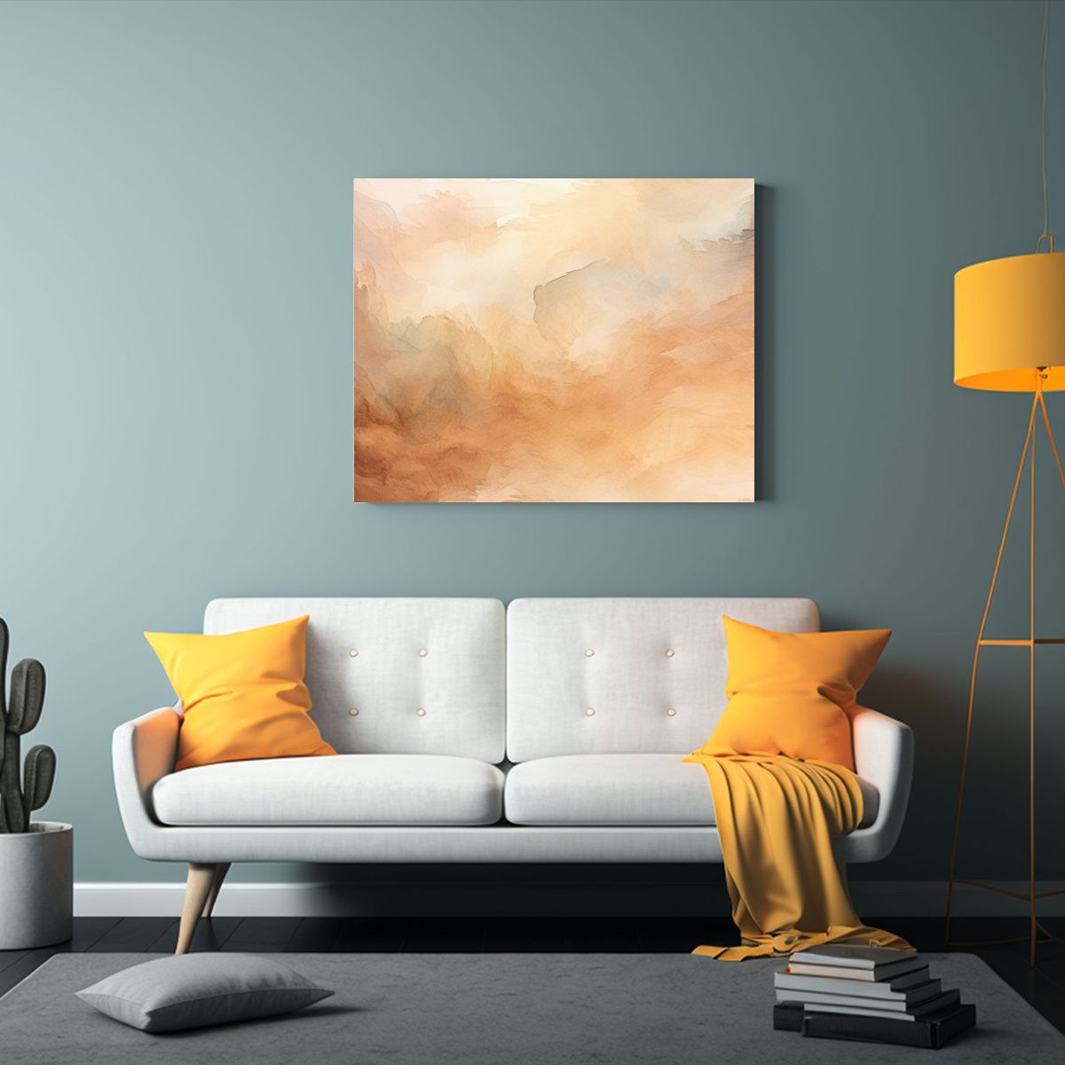 GENERICO - Cuadro Patron Cocina Beige Acuarela Beige Difuminado 120x80cm