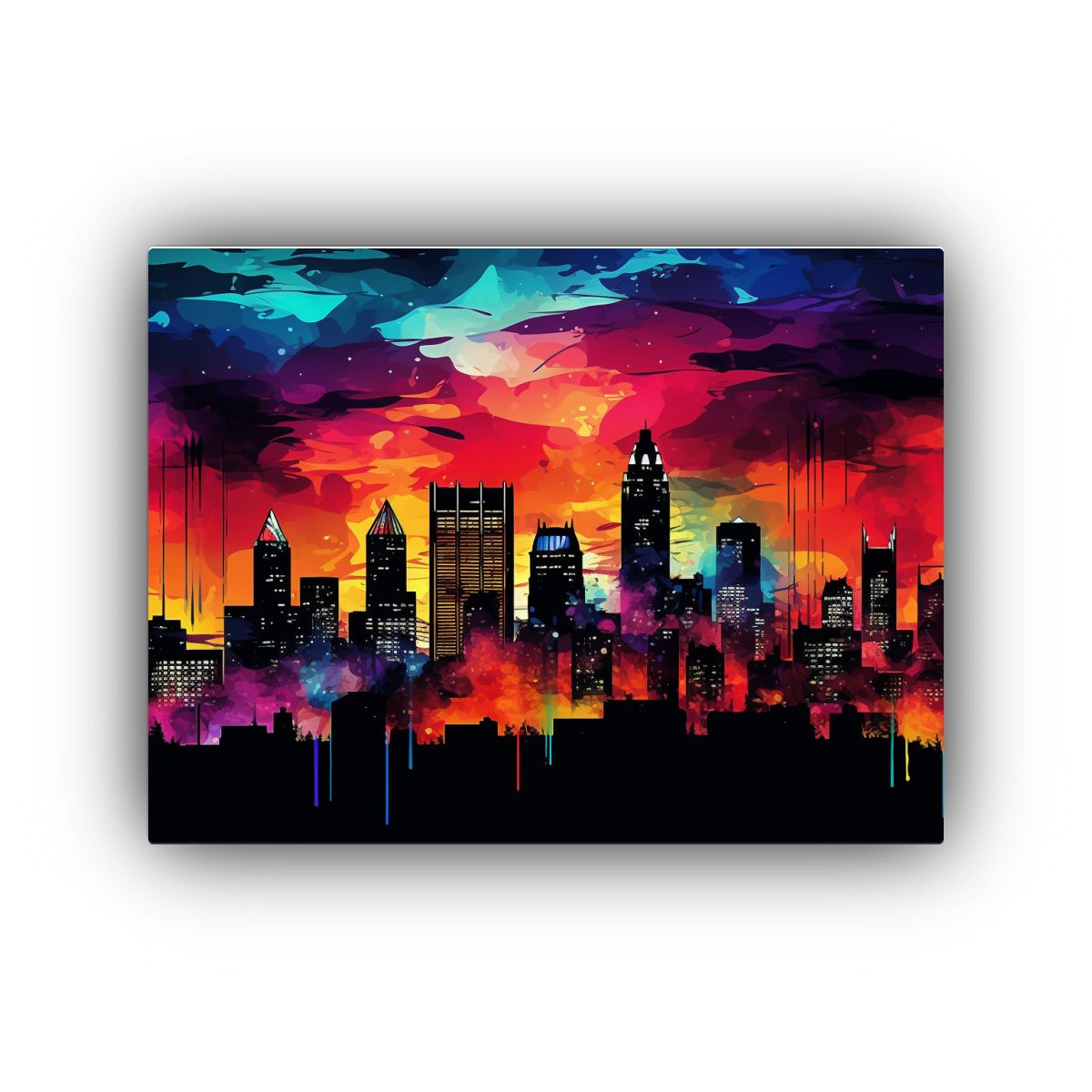 GENERICO - Cuadro Decorativo Skyline Pop Art De Stepanyan En La Ciudad  120x80cm