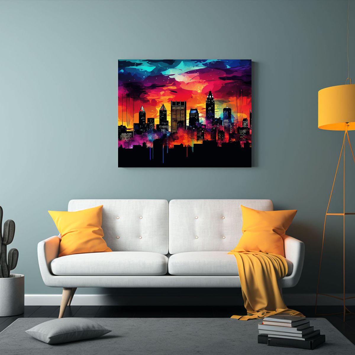 GENERICO - Cuadro Decorativo Skyline Pop Art De Stepanyan En La Ciudad  120x80cm