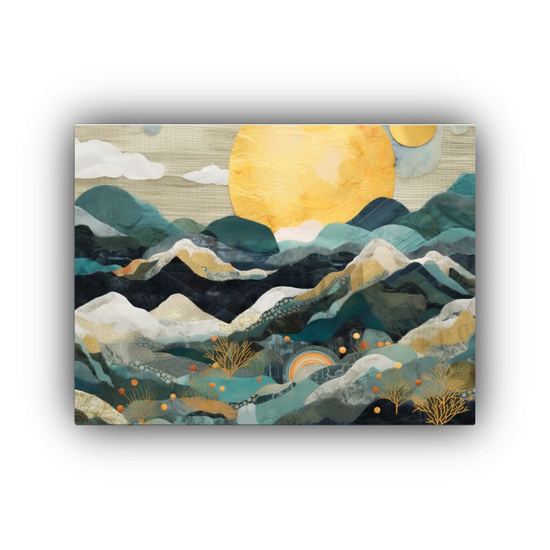 GENERICO - Pintura Paisaje Montañas Nubes Sol Decoración Habitación 120x80cm