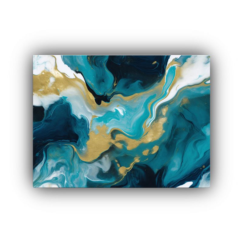 GENERICO - Cuadro Dibujo Belleza Abstracto Azul Y Dorado Estilo Elegan 120x80cm