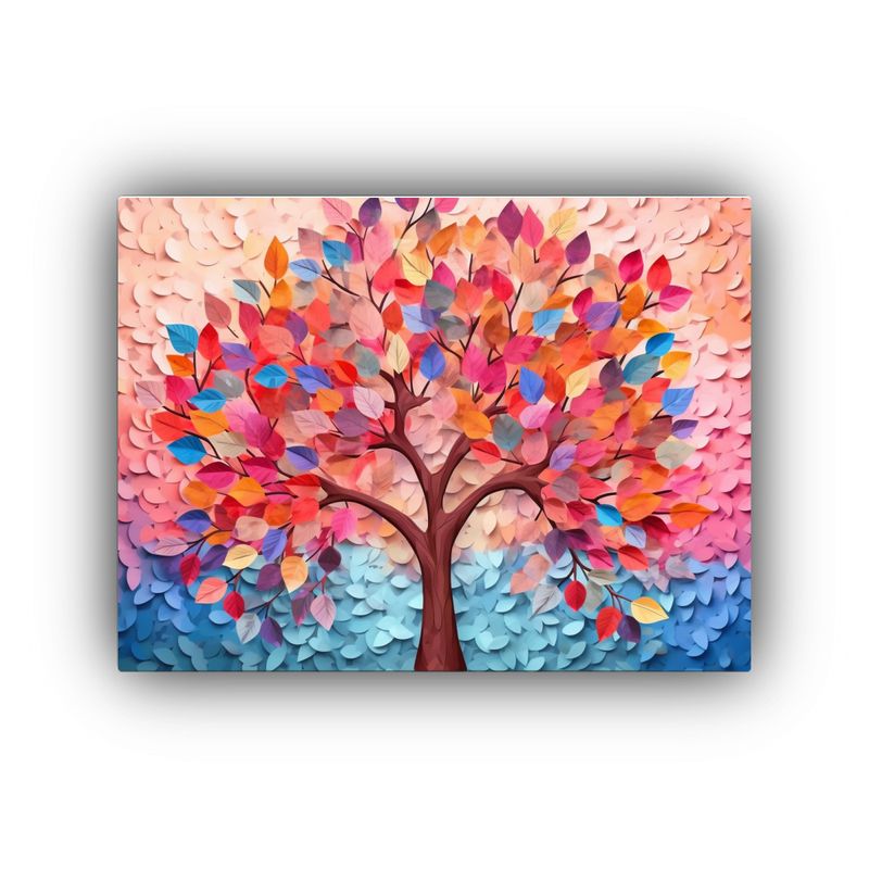 GENERICO - Pintura Decorativa De árbol Colorido Con Hojas En Ramas Col 120x80cm