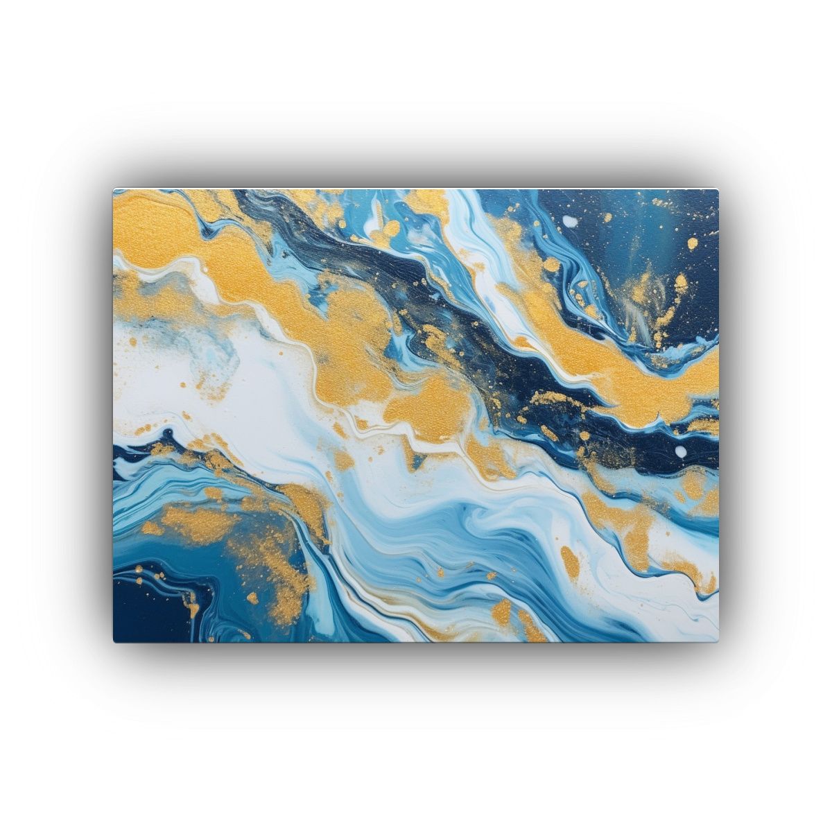 GENERICO - Pintura Marmolada Azul Y Dorada Arte De Pared Duradero 120x80cm