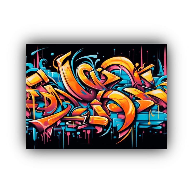 GENERICO - Cuadro Graffiti Moderno En Azul Verde Y Agua De Alta Resolu 120x80cm