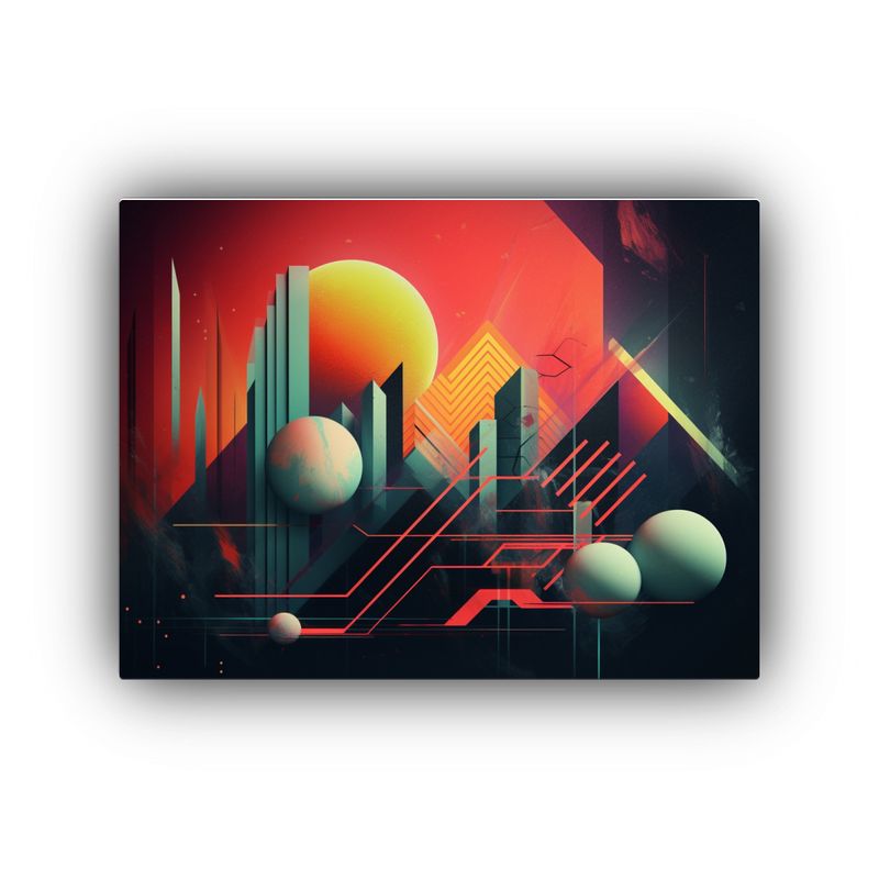 GENERICO - Cuadro Abstracto Temático Económico Con Vibra Ochentera 120x80cm