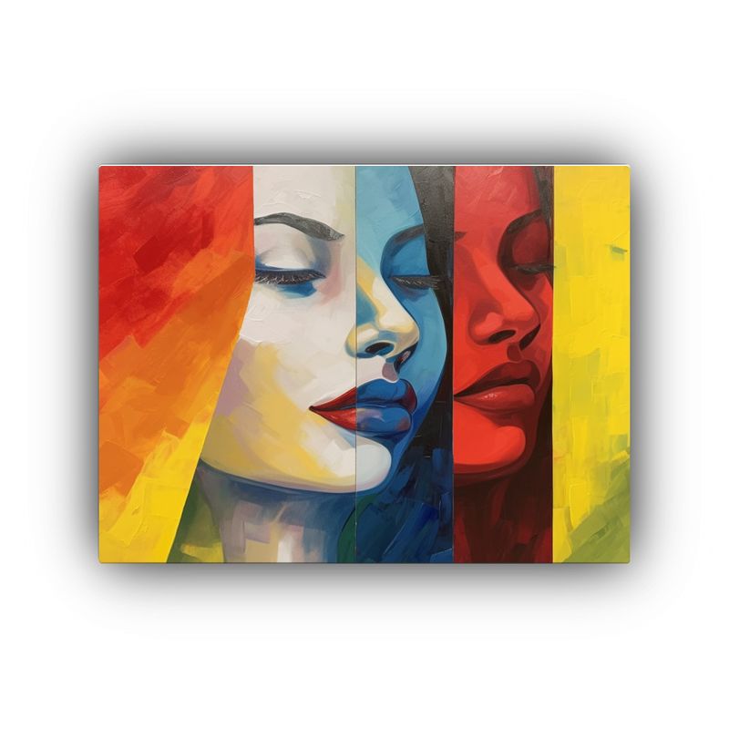 GENERICO - Pintura Mujer Sobre Fondo 4 Colores Rojo Verde Azul 120x80cm