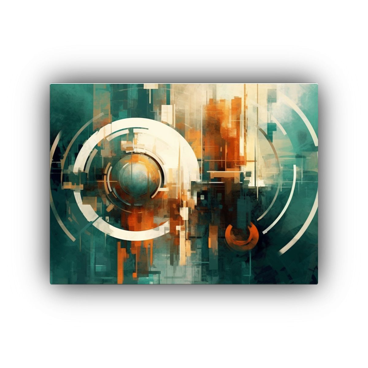 GENERICO - Pintura De Pared Abstracta Espacial En Cobre Y Blanco 120x80cm