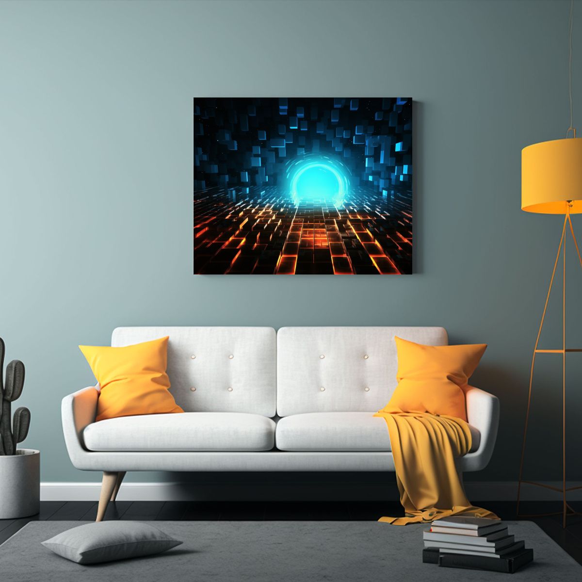 GENERICO - Fondo Abstracto Oscuro De Tecnología Urbana Para Decoració 120x80cm