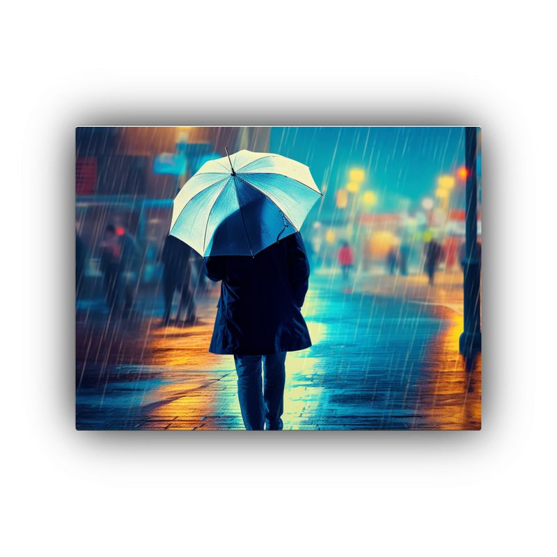 GENERICO - Pintura Decorativa Hombre Mayor Con Paraguas Caminando 120x80cm