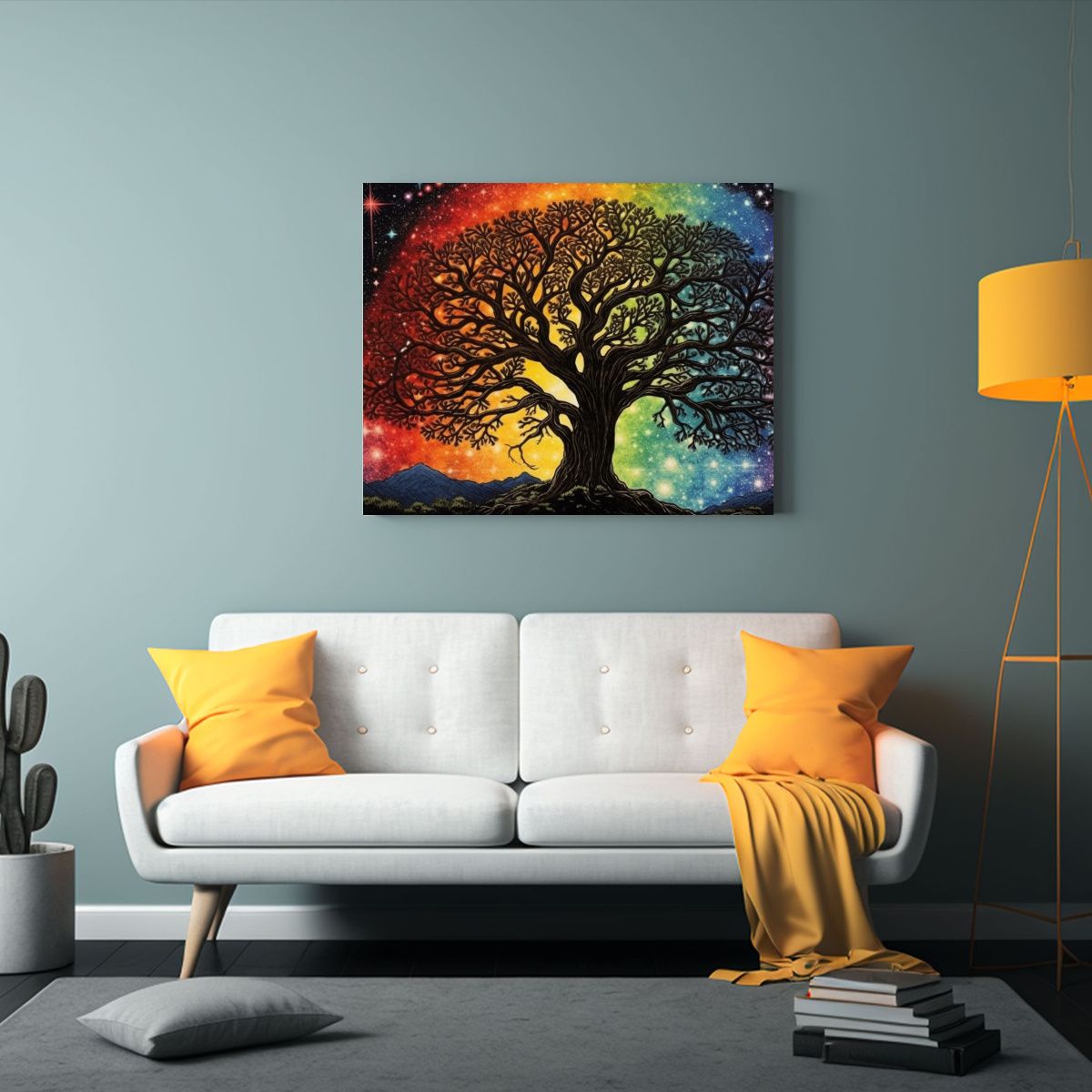 GENERICO - Arte Fotografía Living Arcoíris En Cielo Nocturno Negro C 120x80cm