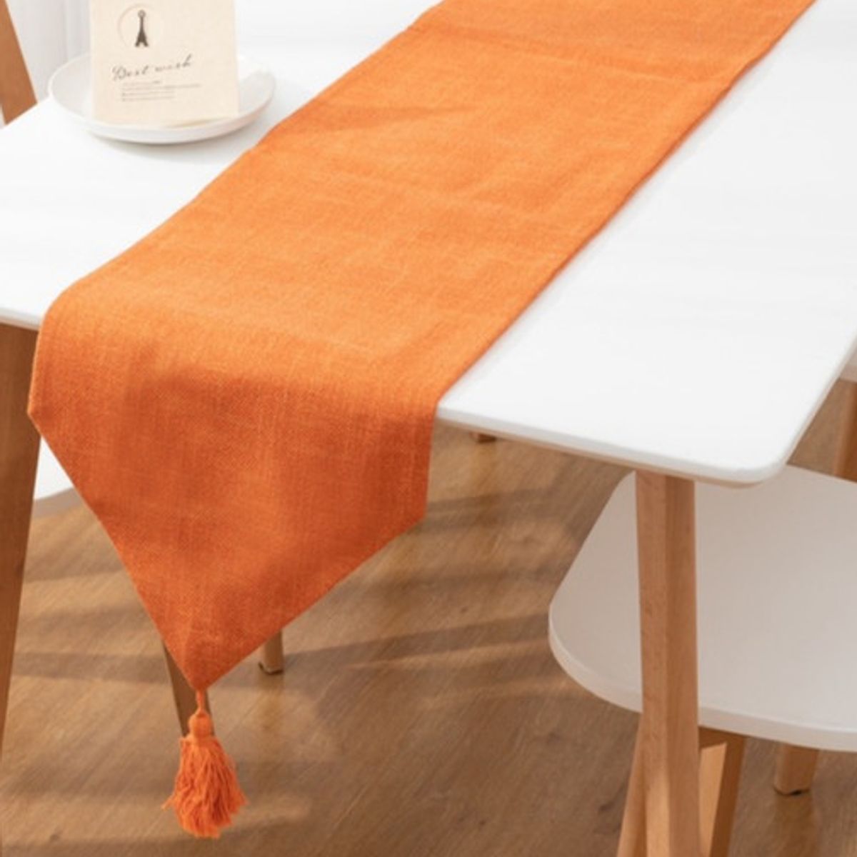 GENERICO - CAMINO DE MESA DE LINO 33 X 180cm Naranjo