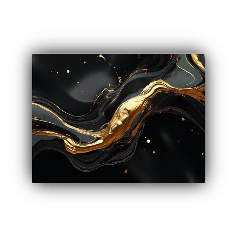 GENERICO - Pintura Abstracta 3D Negro Dorado Textura Increíble Para De 120x80cm