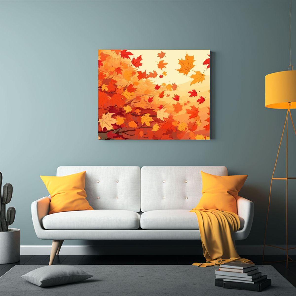GENERICO - Pinturas Decorativas De Figuras De Otoño Sobre Fondo De Hoj 120x80cm