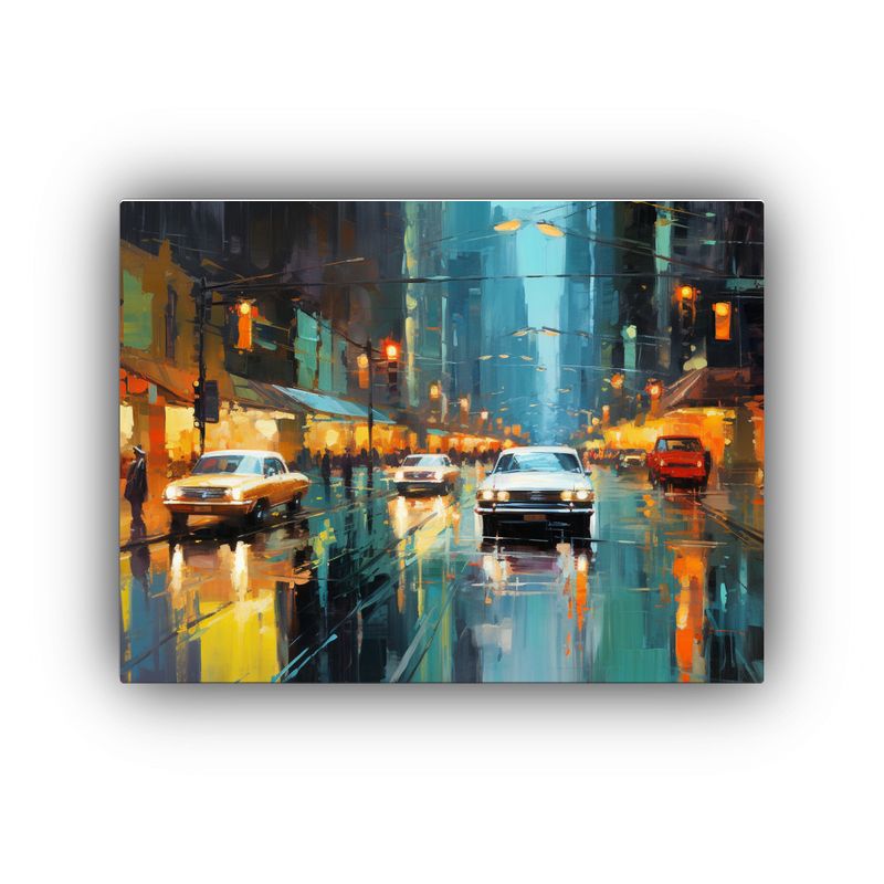 GENERICO - Pintura Decorativa De La Calle De La Ciudad Futurista Ilumin 120x80cm