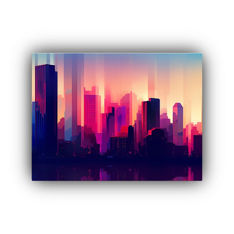 GENERICO - Cuadro Colores Panorama Vitalidad Digital Rascacielos Ciudad 120x80cm