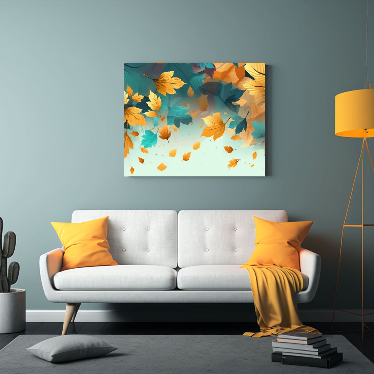 GENERICO - Cuadro De Dormitorio Otoño Con Hojas Coloridas Al Estilo De 120x80cm