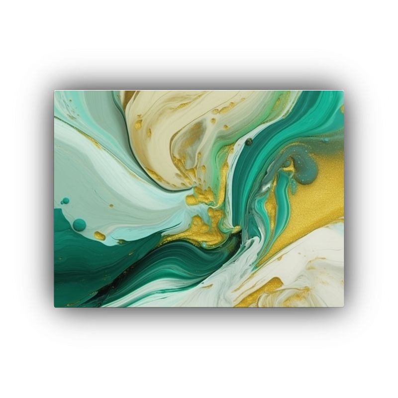 GENERICO - Venta Cuadro Abstracto Textura Océano Verde Claro Con Ondas 120x80cm