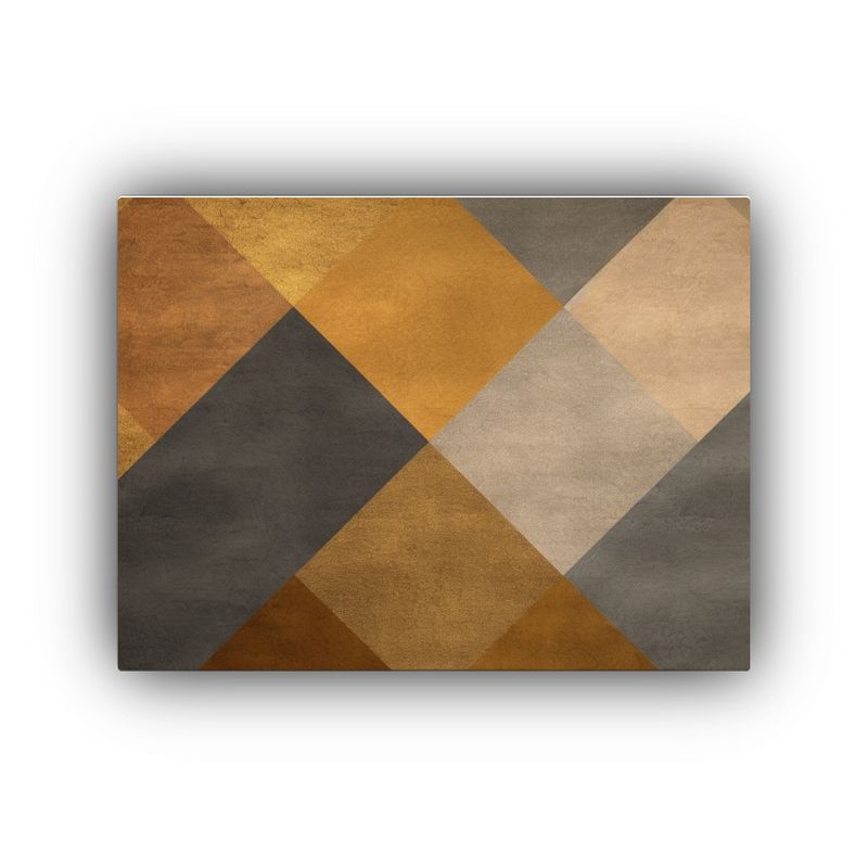 GENERICO - Cuadro Geometrica En Fondo Beige Y Dorado Arte De Pared 120x80cm