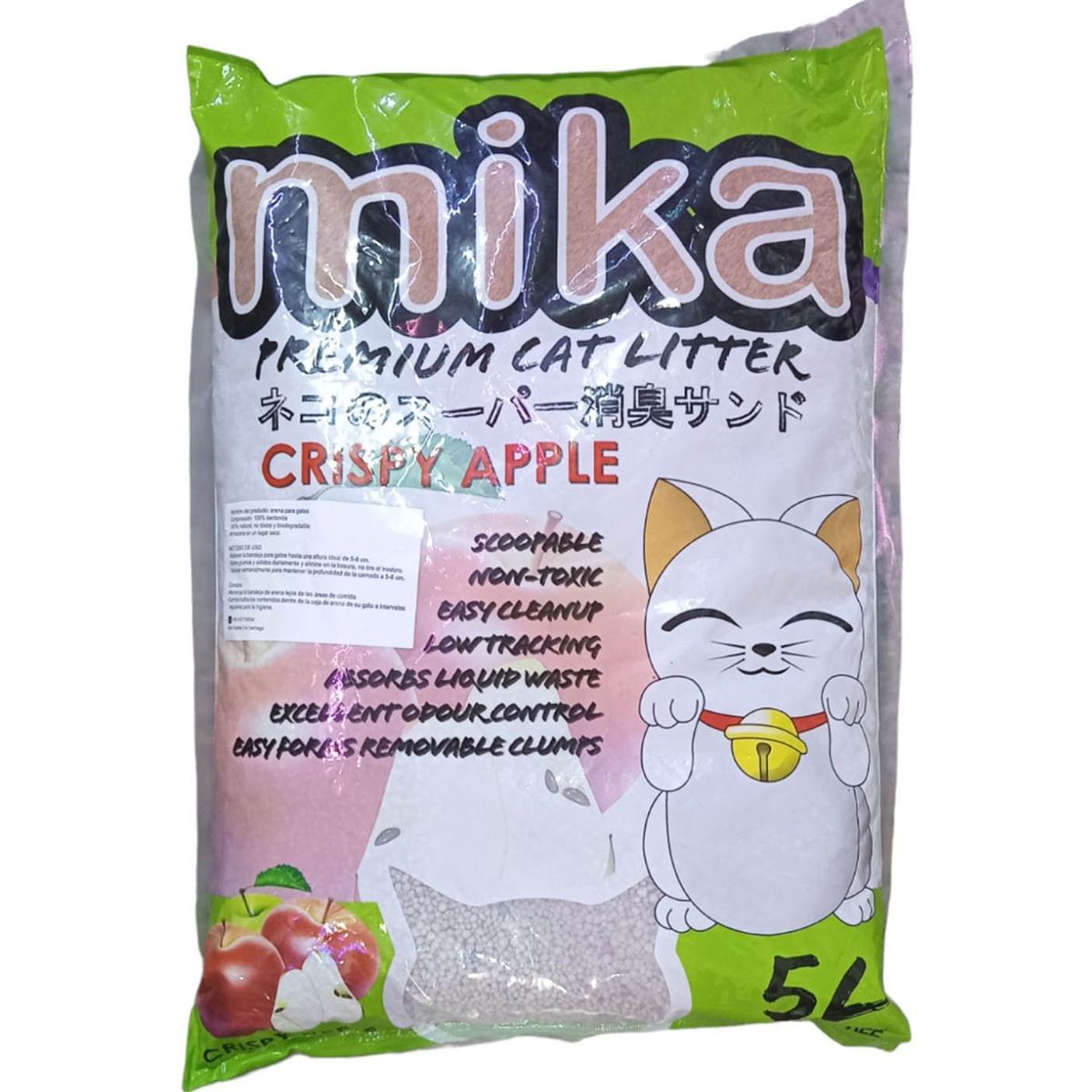 GENERICO - Arena Para Gato Aglutinante Premium Mika Aroma Manzana 4kg