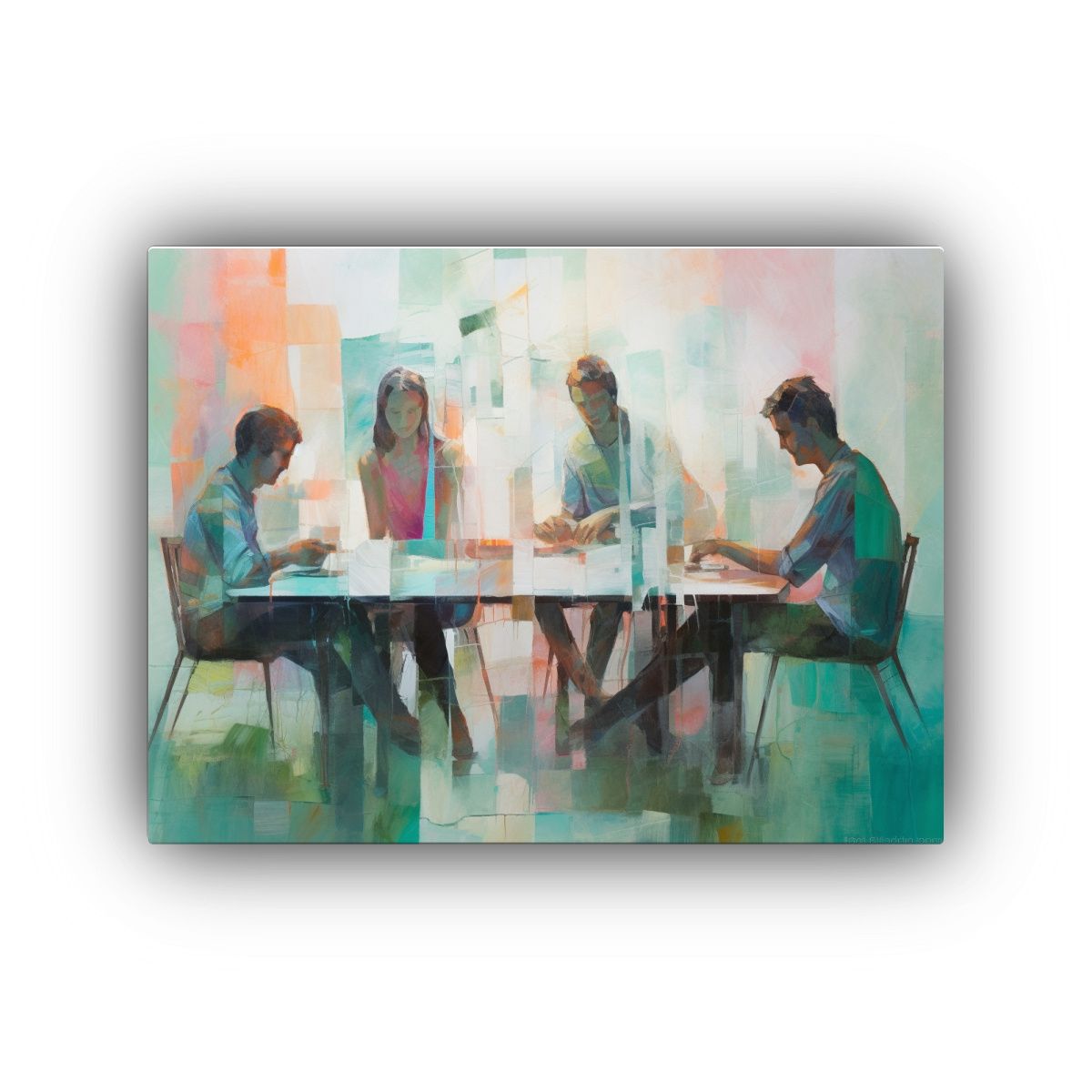 GENERICO - Pintura Abstracta En Lienzo Mostrando Un Grupo De Obras Deco 120x80cm