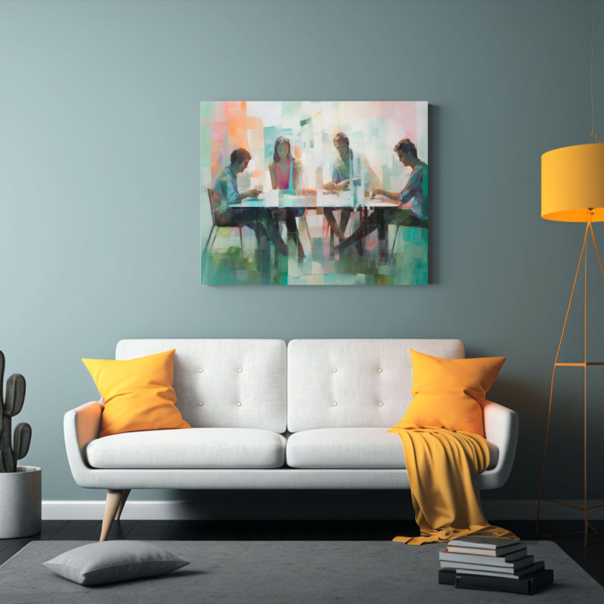 GENERICO - Pintura Abstracta En Lienzo Mostrando Un Grupo De Obras Deco 120x80cm