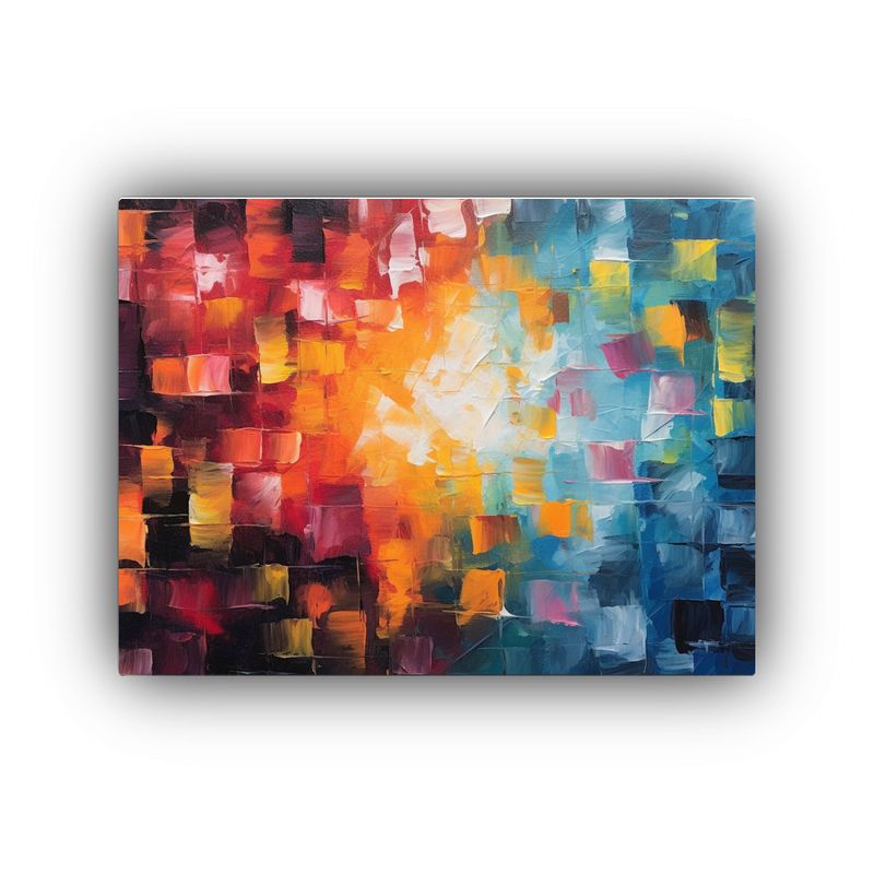 GENERICO - Pintura Abstracta Vibrante De Contraste En Fondo Oscuro 120x80cm