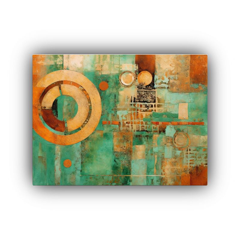 GENERICO - Pintura Abstracta Estilo Boho En Colores Verde Terracota 120x80cm