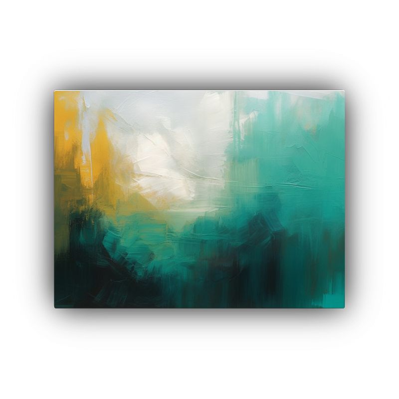 GENERICO - Pintura Abstracta Verde Turquesa Gris Blanco Lluvia Decoraci 120x80cm