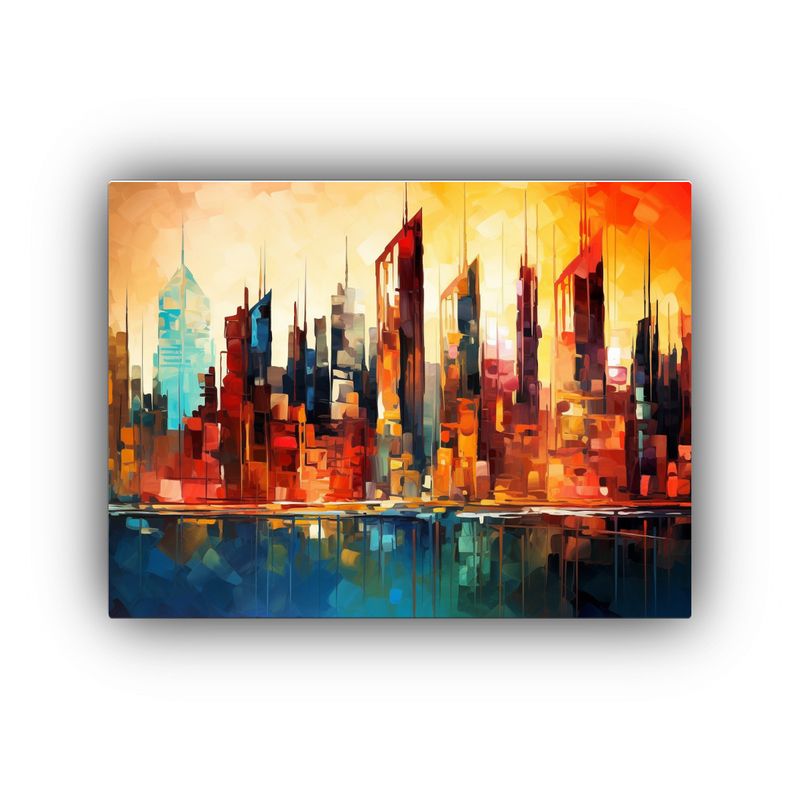 GENERICO - Pintura Urbana Minimalista En Bastidor Paisaje De Ciudad Co 120x80cm
