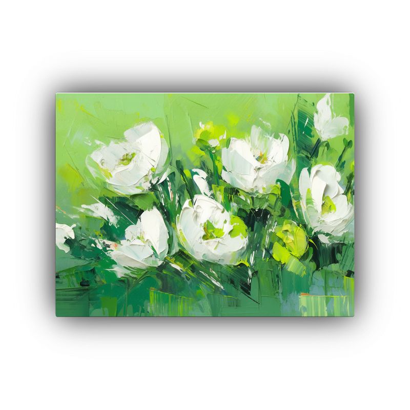 GENERICO - Pintura De Flores Verdes En Lienzo Estilo Decorativo Horizon 120x80cm