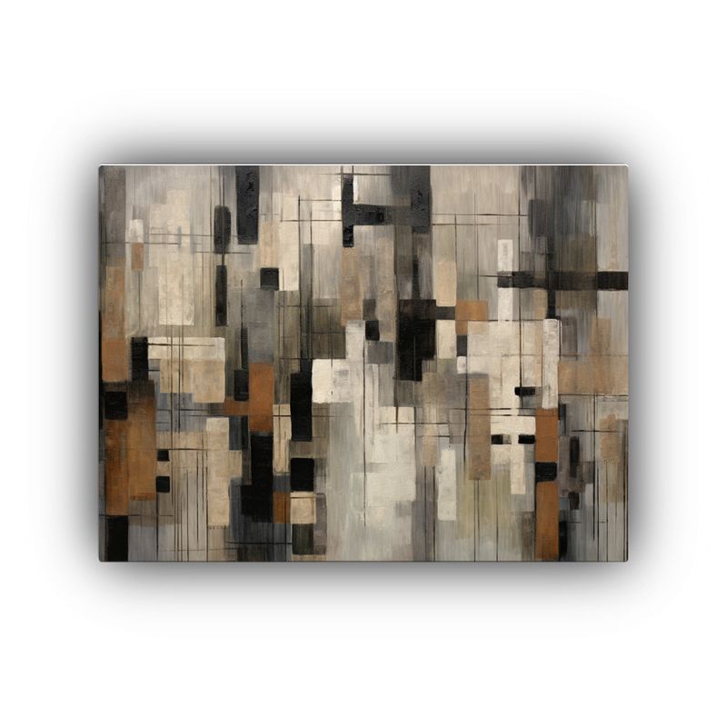 GENERICO - Pintura Abstracta En Negro Beige Y Gris Para Decoración Mo 120x80cm