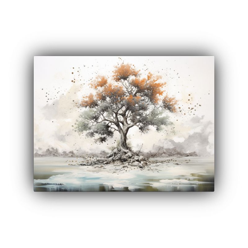 GENERICO - Cuadro Abstracto De Un árbol De Acebo En Colores Blanco Y N 120x80cm