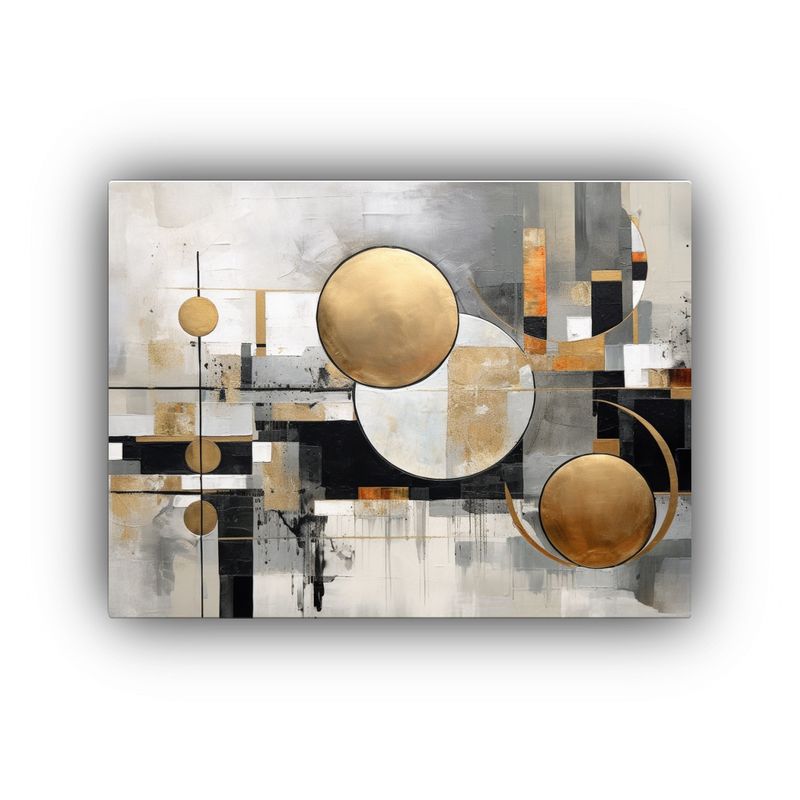 GENERICO - Pintura Abstracta En Lienzo Tonos Grises Y Negros En Combin 120x80cm