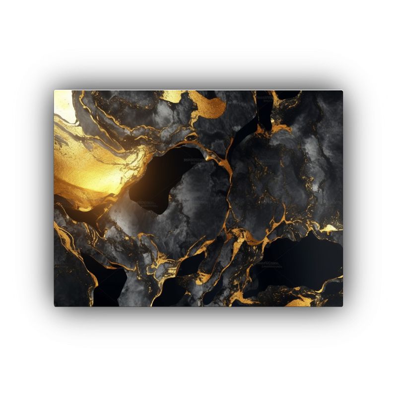 GENERICO - Cuadro De Expresión Enigmática En Mármol Negro Y Dorado 120x80cm
