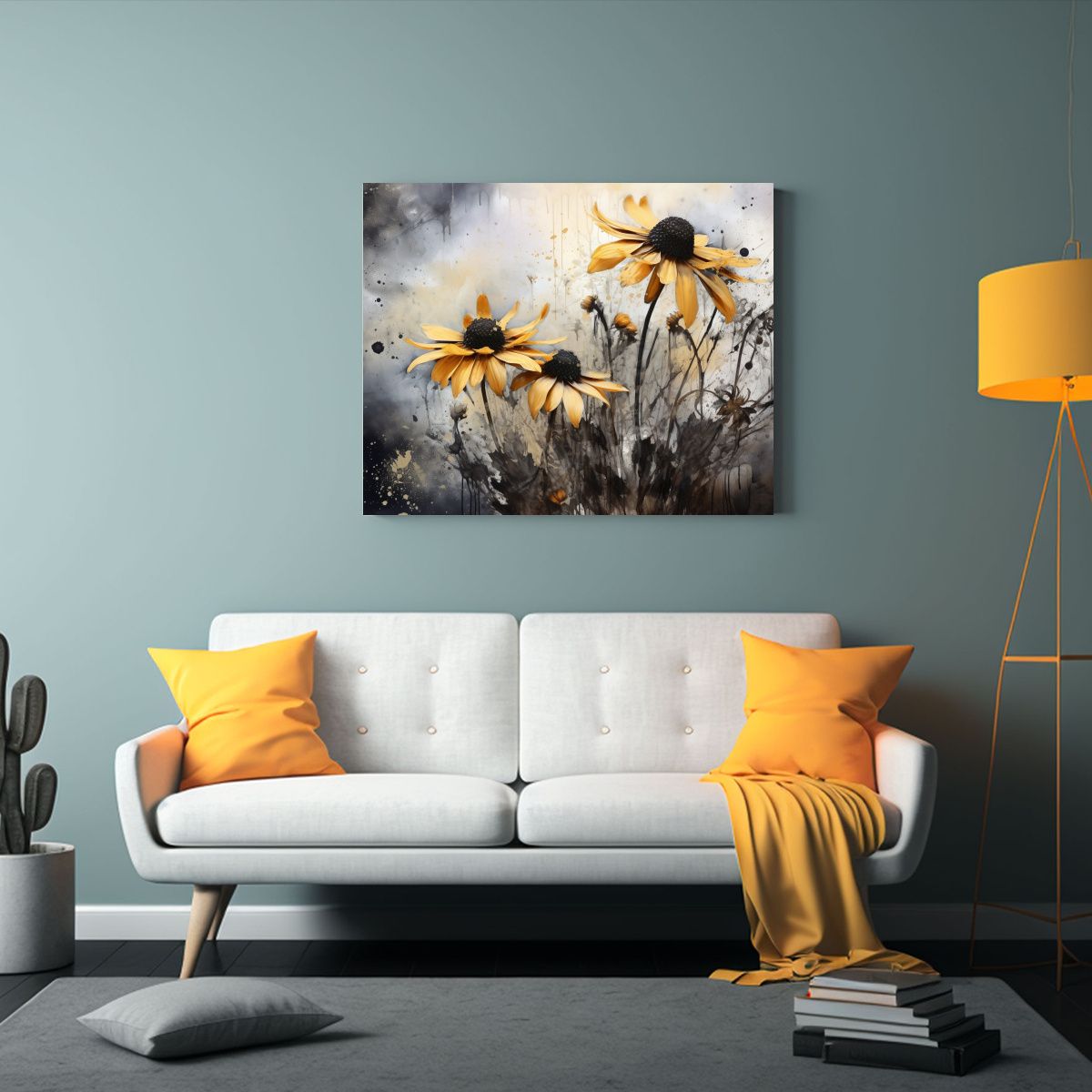 GENERICO - Pinturas Abstractas En Negro Para Decoración Con Flores De  120x80cm