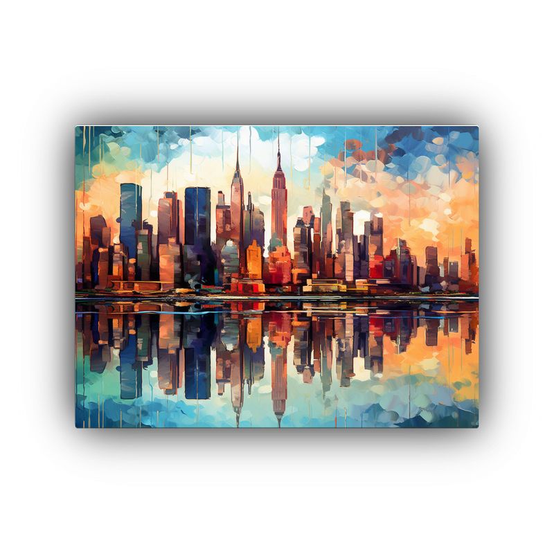 GENERICO - Cuadro Decorativo Estilo Moderno Con Vista De Nueva York En  120x80cm